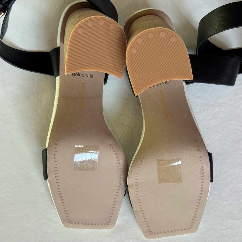 NWOB DOLCE VITA Paytin 3” Heel Black Leather Women’s Sandals (7.5) - Picture 10 of 17